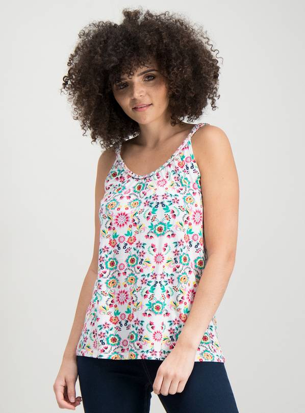 Multicoloured Floral Print Plait Detail Vest Top - 26
